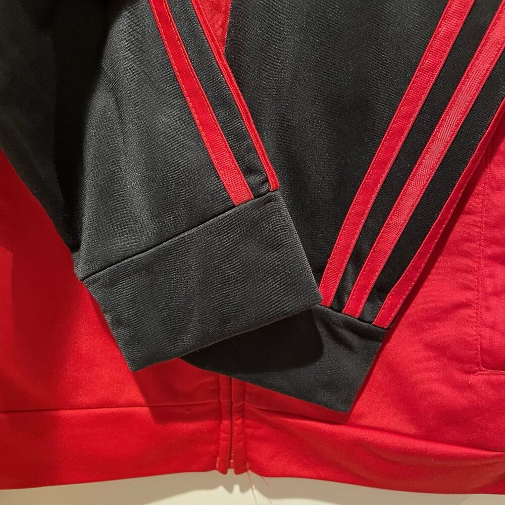 Boys Kids Red Black Adidas Zippered Sweater Size Large 14 16 - Picture 5 of 6